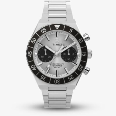 Timex Mens Q Continental Chronograph Silver Dial Watch TW2Y55800