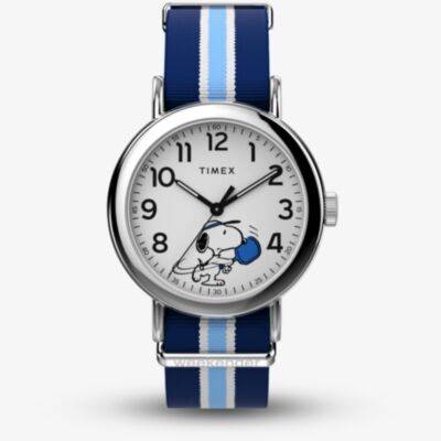 Timex x Peanuts Weekender Pickleball Blue Fabric Strap Watch TW2Y50600