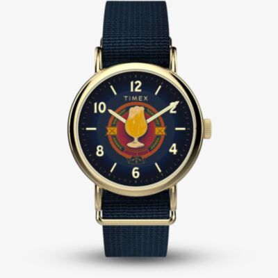 Timex Unisex Weekender Harry Potter x Butterbeer Blue Fabric Strap Watch TW2Y76100