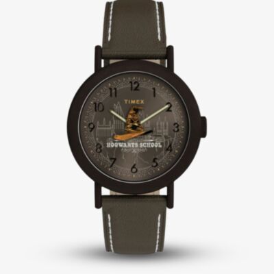 Timex Unisex Weekender Harry Potter x Sorting Hat Brown Leather Strap Watch TW2Y77000