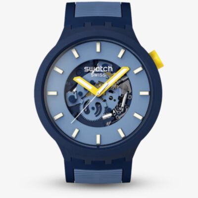 Swatch Essentials Below The Horizon Blue Rubber Watch SB05N117