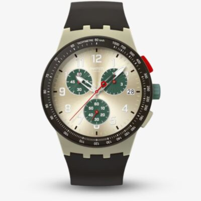 Swatch Essentials Obsidian Ink Sun Brushed Silver Watch SUST402