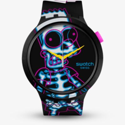 Swatch Simpsons Aye Carumboo Bart Skeleton Watch SB01Z105