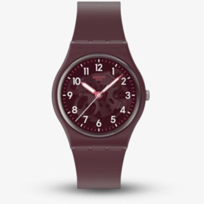 Swatch Essentials Thru The Crown Glass Burgundy Watch SO28R115