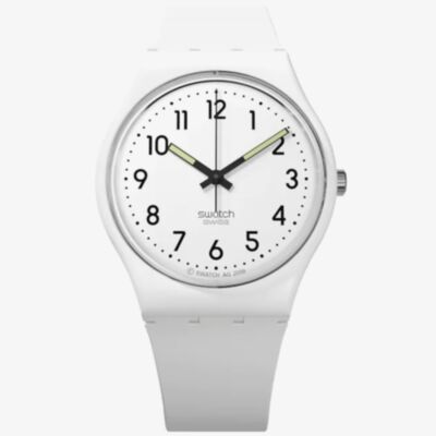 Swatch Unisex Just White Soft Strap Watch SO28W107-S14