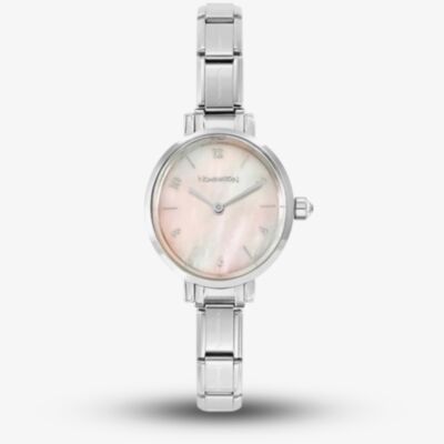 Nomination Time Stainless Steel, Brass & Mother of Pearl Pink Oval Dial Watch 076038/009