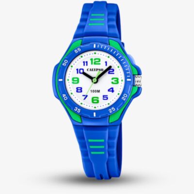 Calypso Unisex Blue & Green Sweet Time Rubber Watch K5757/4