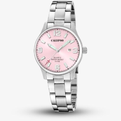 Calypso Ladies Basic Pink Stainless Steel Watch K5861/5