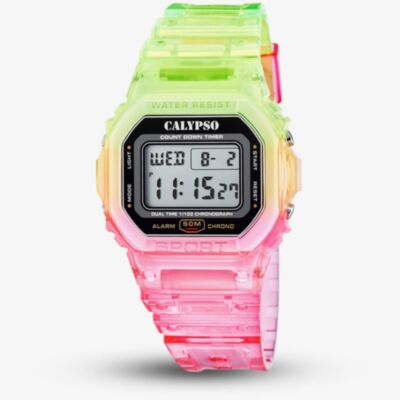 Calypso Unisex Colour Splash Yellow Pink Gradient Digital Watch K5874/4