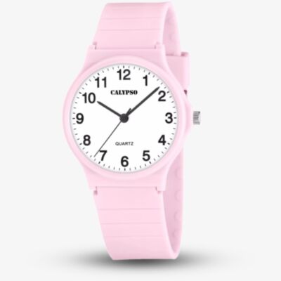 Calypso Ladies Sweet Time Pink Rubber Strap Watch K5880/2