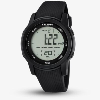 Calypso Mens Colour Splash Black Rubber Strap Watch K5698/6