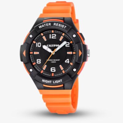 Calypso Mens Street Style Orange Plastic Strap Watch K5883/2