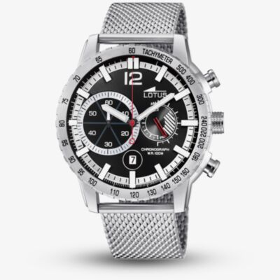 Lotus Mens Stainless Steel Mesh Chronograph Black Dial Watch L10137/3