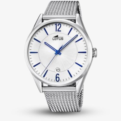 Lotus Mens Stainless Steel Mesh White & Blue Dial Watch L15975/4
