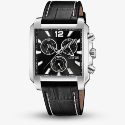 Lotus Mens Stainless Steel Black Leather Strap Chronograph Watch L18851/4