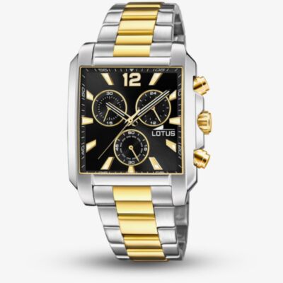 Lotus Mens Two Tone Black Chronograph Square Dial Watch L18852/4