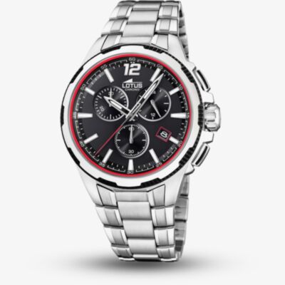 Lotus Stainless Steel Black Chronograph Dial Watch L18585/4