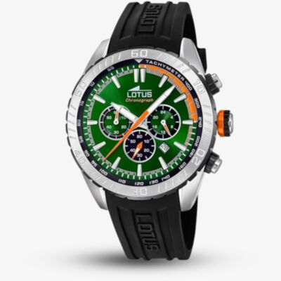 Lotus Mens Green Chronograph Rubber Strap Watch L18679/5