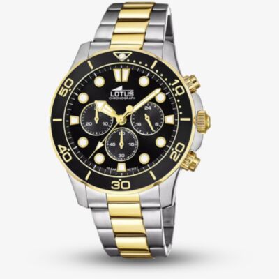 Lotus Mens Classic Two-Tone Black Chronograph Dial Watch L18757/2