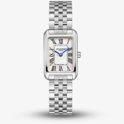 Lee Cooper Ladies White Mother of Pearl Rectangle Dial Bracelet Watch LC08135.320