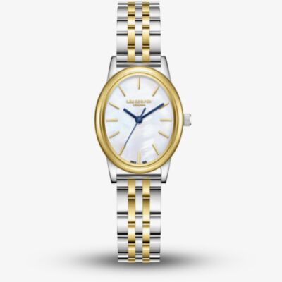 Lee Cooper Ladies White Mother of Pearl Oval Dial Two Tone Bracelet Watch LC08319.220