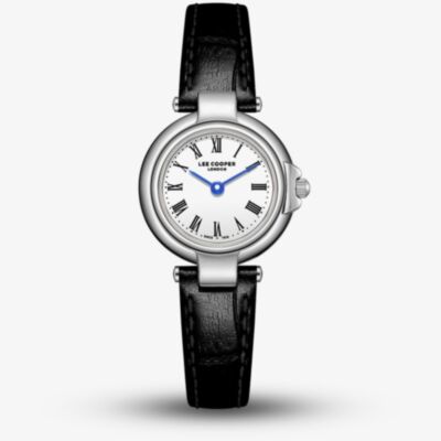 Lee Cooper Ladies White Dial Black Leather Strap Watch LC08205.331