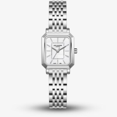 Lee Cooper Ladies White Mother of Pearl Rectangle Dial Bracelet Watch LC08203.320