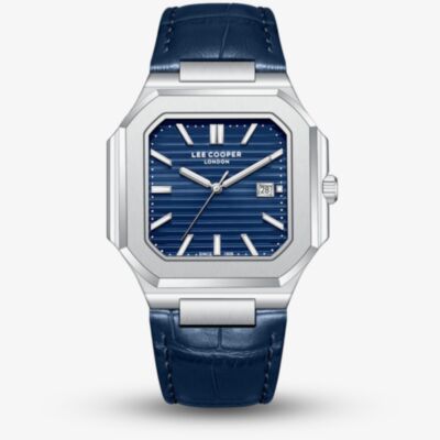 Lee Cooper Mens Blue Square Dial Leather Strap Watch LC08268.399