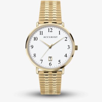 Accurist Mens Gold Plated White Dial Watch 7372
