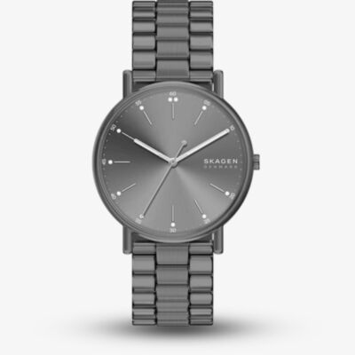 Skagen Mens Signatur Three-Hand Gunmetal Bracelet Watch SKW6951