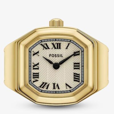 Fossil Ladies Harlow Gold Tone Octagonal Ring Watch ES5446