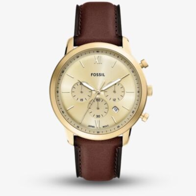 Fossil Mens Neutra Brown Leather Strap Chronograph Watch FS6113