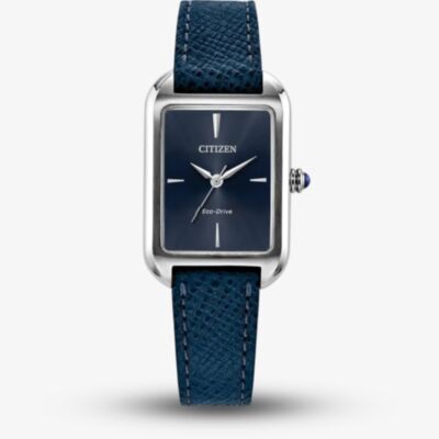 Citizen Ladies Classic Eco Drive Blue Leather Strap Watch EM1190-06L
