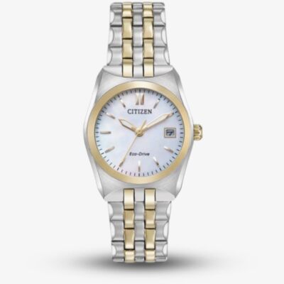 Citizen Ladies Eco Drive Two Tone Mother Of Pearl Dial Watch EW2296-58D