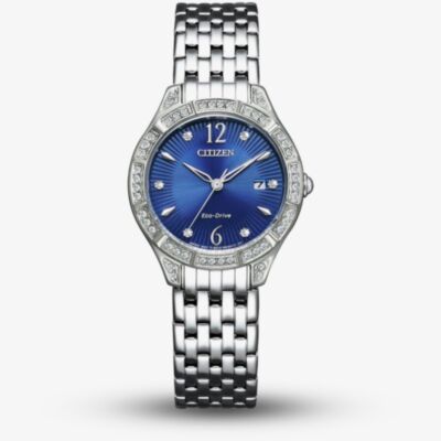 Citizen Ladies Eco-Drive Silhouette Crystal Blue Dial Bracelet Watch EW2320-80L