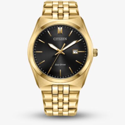 Citizen Corso Eco Drive Gold Plated Black Watch BM7333-85E