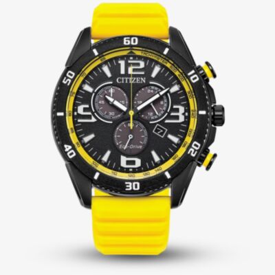 Citizen Mens Eco-Drive Sport Yellow & Black Chronograph Watch AT2585-08E