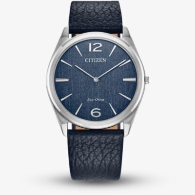 Citizen Mens Stiletto Denim Blue Leather Strap Watch AR3120-08L