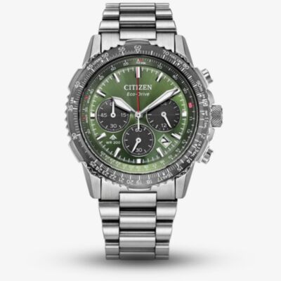Citizen Mens Promaster Eco-Drive Green Dial Chronograph Watch CA4664-60W