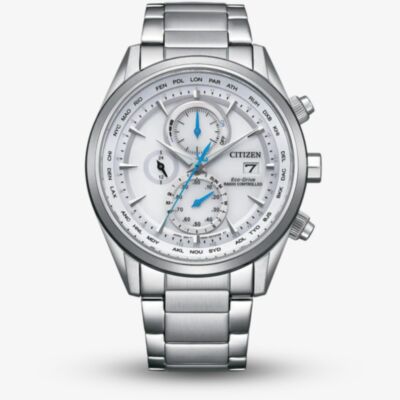 Citizen Mens World Chronograph A.T Atomic Timekeeping Silver Bracelet Watch AT8260-85A