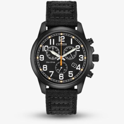 Citizen Eco-Drive Military Black Fabric Strap Watch AT0205-01E