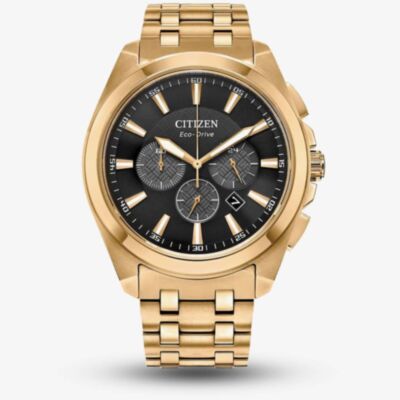 Citizen Mens Eco Drive Gold Plated Chronograph Watch CA4512-50E