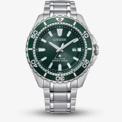 Citizen Mens Promaster Diver Eco-Drive Green Dial Watch BN0199-53X