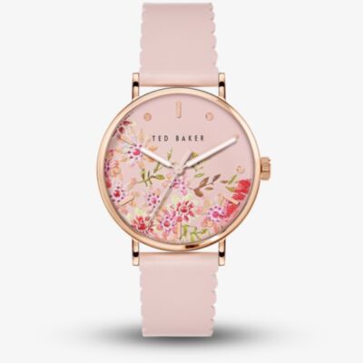 Ted Baker Champagne Printed Dial & Pink Leather Watch BKPPHS2389I