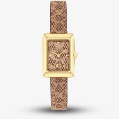 Coach Ladies Mara Gold Tone Brown Leather Strap Watch 14504585