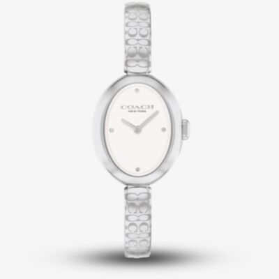 Coach Ladies Sammy Oval Dial Silver Bangle Watch 14504483