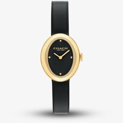 Coach Ladies Sammy Oval Dial Black Leather Strap Watch 14504421