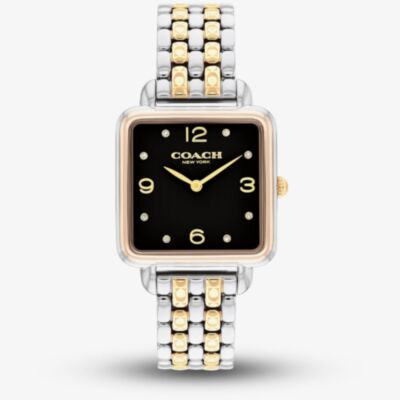 Coach Ladies Cass Black Dial Two Tone Watch 14504496