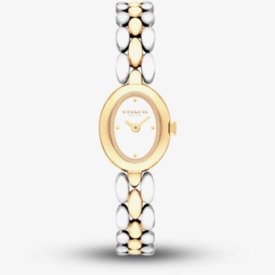Coach Ladies Sammy Two Tone Oval White Dial Bracelet Watch 14504738