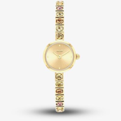 Coach Ladies Iris Gold Dial Golden Tennis BraceletWatch 14504723